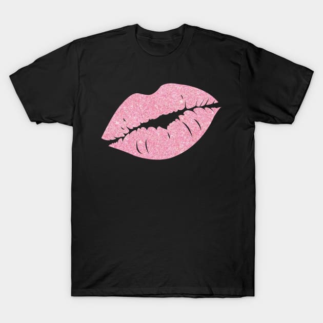 Baby Pink Faux Glitter Lips T-Shirt by Felicity-K